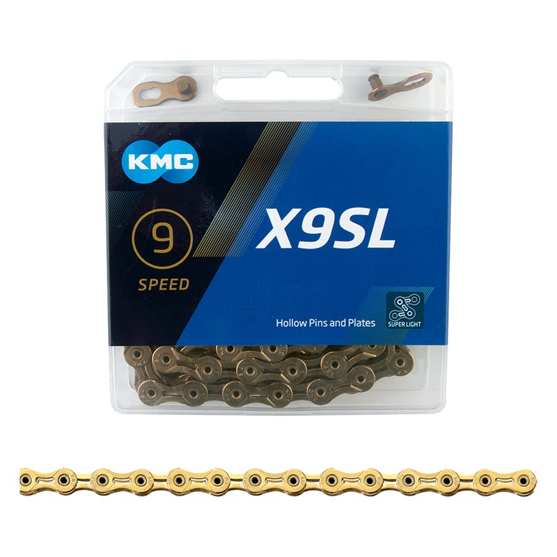 KMC X9SL Super Light Chain – 9-Speed 116 Links Gold