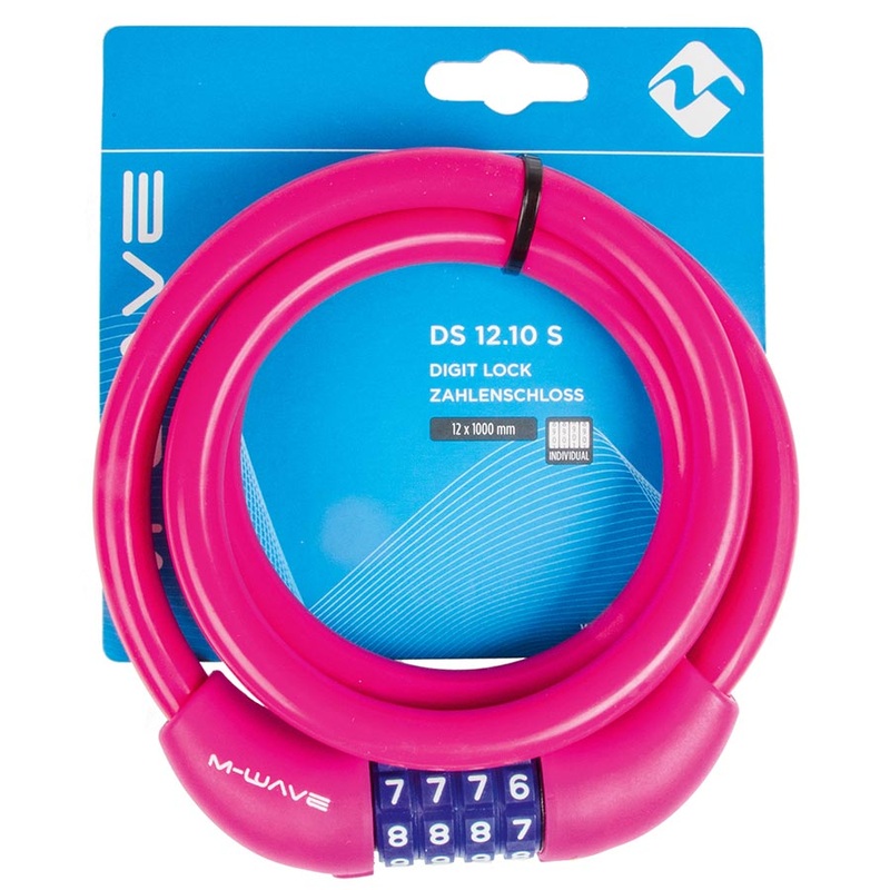 M-Wave DS 12.10 Cable lock Combination 12mm 12x1000mm Pink