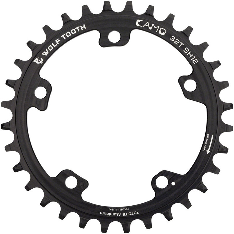 Wolf Tooth CAMO Aluminum Chainring – 30t, Wolf Tooth CAMO Mount, Requires 12-Speed Hyperglide+ Chain, Black