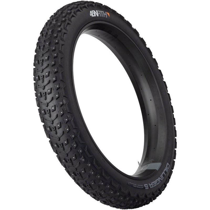 45NRTH Dillinger 5 Tire – 26 x 4.6, Tubeless, Folding, Black, 60tpi, 258 Carbide Steel Studs
